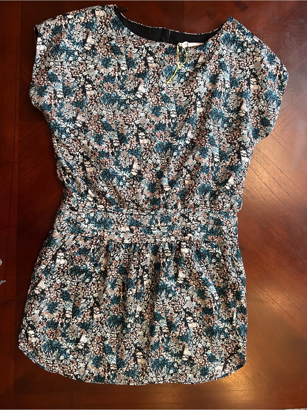 BCBGeneration Floral Cap-Sleeve Mini Dress in Teal & Tan size 10 - Picture 2 of 9